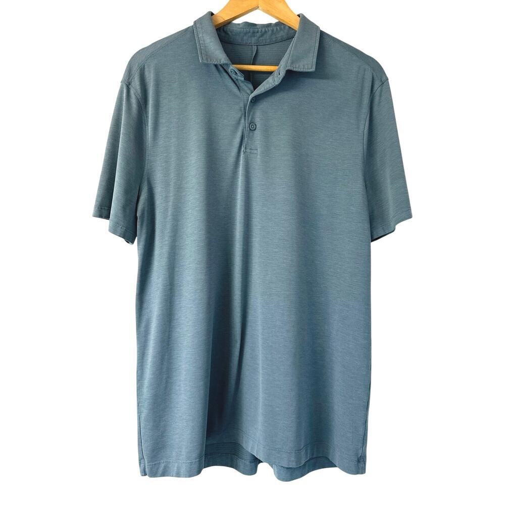 Lululemon Mens Evolution Short-Sleeve Polo Golf Shirt Blue-Green Size L *EUC